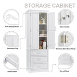 ZUN Tall Storage Cabinet with Three Drawers for Bathroom/Office, White WF299282AAK