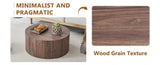 Simple deep walnut cylindrical coffee table, 27.5-inch diameter x 12 inch height,MDF material living W1151P291410