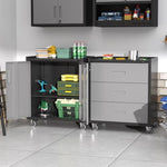 ZUN Heavy-Duty Metal Storage Cabinet with Wheels - 3 Drawer Tool Cabinet for Garage, Office, and Home T2398P222835