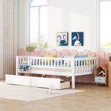 Twin Size Daybed Wood Bed with Two Drawers , White WF301864AAK