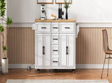 K&K 56.5'' Kitchen Island with Drop Leaf, Power Outlet, Embossed Vertical Stripe Rolling Kitchen N707P263094W