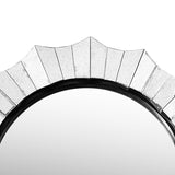 ZUN Round Accent Wall Mirror with Scalloped Design and Beveled Edges, Silver B05671142