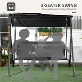 3-Seat Outdoor Patio Swing Chair-Black 70074615