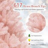 6ft Pink Artificial Christmas Tree Hinged Full Fir Tree with Metal Stand 85706147