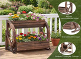2-Tier Vertical Raised Garden Bed, Burned Finish Semi-Wheel Decorative Planter for Wedding 30447488