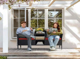 Outdoor Patio Loveseat Black Wicker 2-Seat Patio Conversation Set with Cushions & 80435719