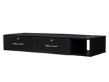 15cm E0 particleboard with hemp surface, two draws and three holes with lock, salon cabinet, black 80275386