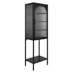 ZUN Stylish Tempered Glass High Cabinet with Arched Door Adjustable Shelves and Feet Anti-Tip Dust-free W1673127678