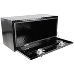 ZUN 36 inch Heavy Duty Black Aluminum Tread Tool Box Truck Trailer Underbody Storage+Locks With T-Handle W1239123722