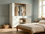 () 4-Door 1-Drawer Barn-Style Wardrobe Embossed Particleboard Storage Cabinet 16197999