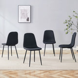 ZUN Luxury Simple Chair - Set of 4 BLACK Linen-Cotton Material High Resilience Dining Chair with Metal W1151P262623