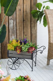 24.4x12.6x15.4" Rustic Black Trolley Cart Plant Stand, Planter W2078P322246