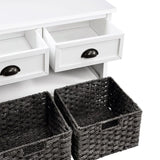 ZUN U_STYLE Homes Collection Wood Storage Bench with 3 Drawers and 3 Woven Baskets WF298621AAK