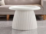 White Magnesium Oxide Fluted Pedestal Side Table 19.69" Diameter Round Accent Table W5351P486732
