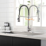 ZUN Commercial Kitchen Sink Faucet with Deck Plate Brushed Nickel JYD0675BN