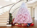 8ft Flocked Christmas Tree - 1774 Branch Tips, Fireproof PVC, 4-Section Assembly, 22" 90241324