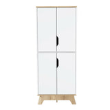Pamplona Double Kitchen Pantry, Double Door, Four Shelves -Light Oak / White B20092109