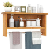Wood Wall-Mounted Storage Shelf with Towel Bar 61664598