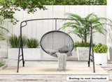 2 In 1 Upgraded Metal Outdoor Porch Swing Stand, Heavy Duty Hanging Swing Frame, Black 07540097