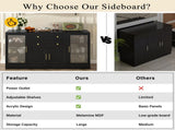 U-Style 58.3" Modern Buffet Sideboard with 4 Doors & 2 Drawers, Adjustable Shelves, Power Outlet, N711P437648B