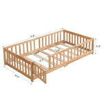 ZUN Twin Size Floor Bed with Door,Solid Wood Platform Bed Frame with Fence,Suitable for children,Pine W2297P201511