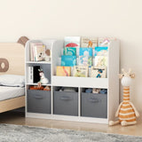 ZUN Kids Bookcase and Bookshelf, Multifunctional Bookcase with 3 Collapsible Fabric Drawers, Bookcase W808127602