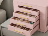 360&deg Rotating Jewelry Box Organizer with 5 Drawers, Vertical Earring Storage, 8.7 x 6.3 x 11 55130483