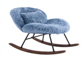 25.59"W x 33.66"D x 29.53"H Indoor Plush Rocking Chair, Soft Fluffy Lounge Rocker with White Metal 84939872