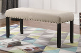 ZUN Biony Fabric Dining Bench with Nailhead Trim, Tan T2574P164612