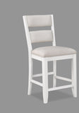2pc Set White Farmhouse Style Ladder Back Counter Height Side Chair Stool Cream Color Upholstered B011135073