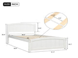 Wood Platform Bed with Headboard,Footboard and Wood Slat Support, White WF190781AAK