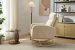 ZUN Modern Accent Rocking Chair Rocking Chair with Solid Wood Legs, Upholstered Nursery Glider Rocker, W2725P254694