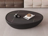 Black Sintered stone Top goose eggs Shape Leather Coffee modern Sofa Table for Living Room furniture W3081P338226