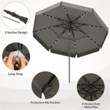 10 foot terrace umbrella with solar powered LED lights and multi-layered ventilated roof 19320270