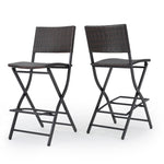 ZUN Outdoor Wicker Barstools Faux Rattan Patio Bar Stools Foldable Chair, Multibrown, Set of 2 59958.00MBN