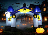 9ft Halloween Inflatable Archway, Ghost Castle Design with Jack-O-Lantern & Bat Banner, 7 LED Light 51644478