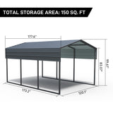 10x15 FT Metal Carport Heavy Duty with Reinforced Frame, Outdoor Garage Multi-Use Canopy Car 00683195