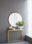 ZUN 36" x 39" Round Gold Mirror, Wall Mounted Mirror with Metal Frame for Bathroom Living Room W2078124102