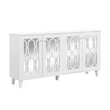 ZUN ON-TREND Buffet Cabinet with Adjustable Shelves, 4-Door Mirror Hollow-Carved TV stand for TVs Up to WF314484AAK