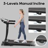 ZUN NEW Home Folding Treadmill with Pulse Sensor, 2.5 HP Quiet Brushless Motor , 7.5 MPH, 300LBS Weight N728P182196B