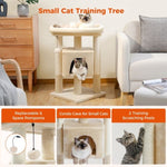 ZUN Modern Small Cat Tree Cat Tower with Sisal Scratching Post, Cozy Condo, Top Perch and Dangling Ball 72733337