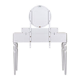 Luxury Vanity Desk with Round Mirror,Height-Adjustable, Stylish Dressing Table Set, 4 Drawers & N844P262897S