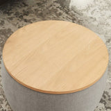 Round Storage Ottoman, 2 in 1 Function, Work as End table and Ottoman, Grey W48735177