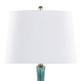 Jenny 27" Contemporary Glass Table Lamp in Clear Sapphire Blue Crackle Glass, Brushed Nickel and B202P224036