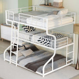 ZUN Full XL over Twin XL over Queen Size Triple Bunk Bed with Long and Short Ladder,White 42648528