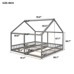 ZUN Twin Size House Platform Beds,Two Shared Beds, Gray 33615095