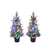 ZUN Lighted Candy Christmas Tree Set of 2, 3ft Artificial Tree with Warm White Lights, Christmas Tree N710P181804Z