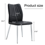 Four black dining chairs. Modern chairs from the Middle Ages. Made of PU material cushion and silver W1151135495