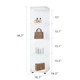 ZUN Glass Display Cabinet 4 Shelves with Door, Floor Standing Curio Bookshelf for Living Room Bedroom W1806104446