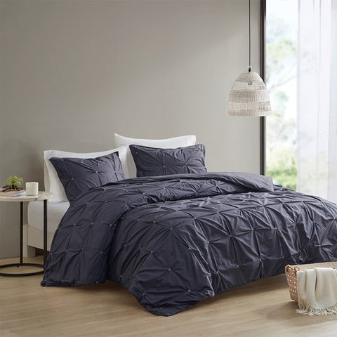 ZUN 3 Piece Elastic Embroidered Cotton Duvet Cover Set B03596522